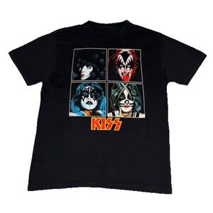 Kiss T Shirt L Black 2025 Unmasked Track List NEW *holes